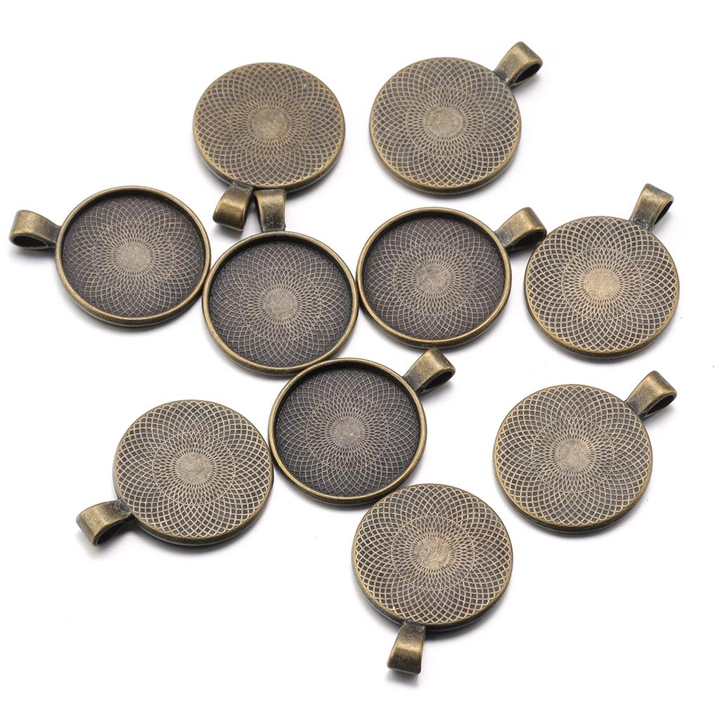 10pcs/lot Retro Style Blank Cabochon Base Trays Round Alloy Base Settings For DIY Jewelry Making Earring Necklace Accessories