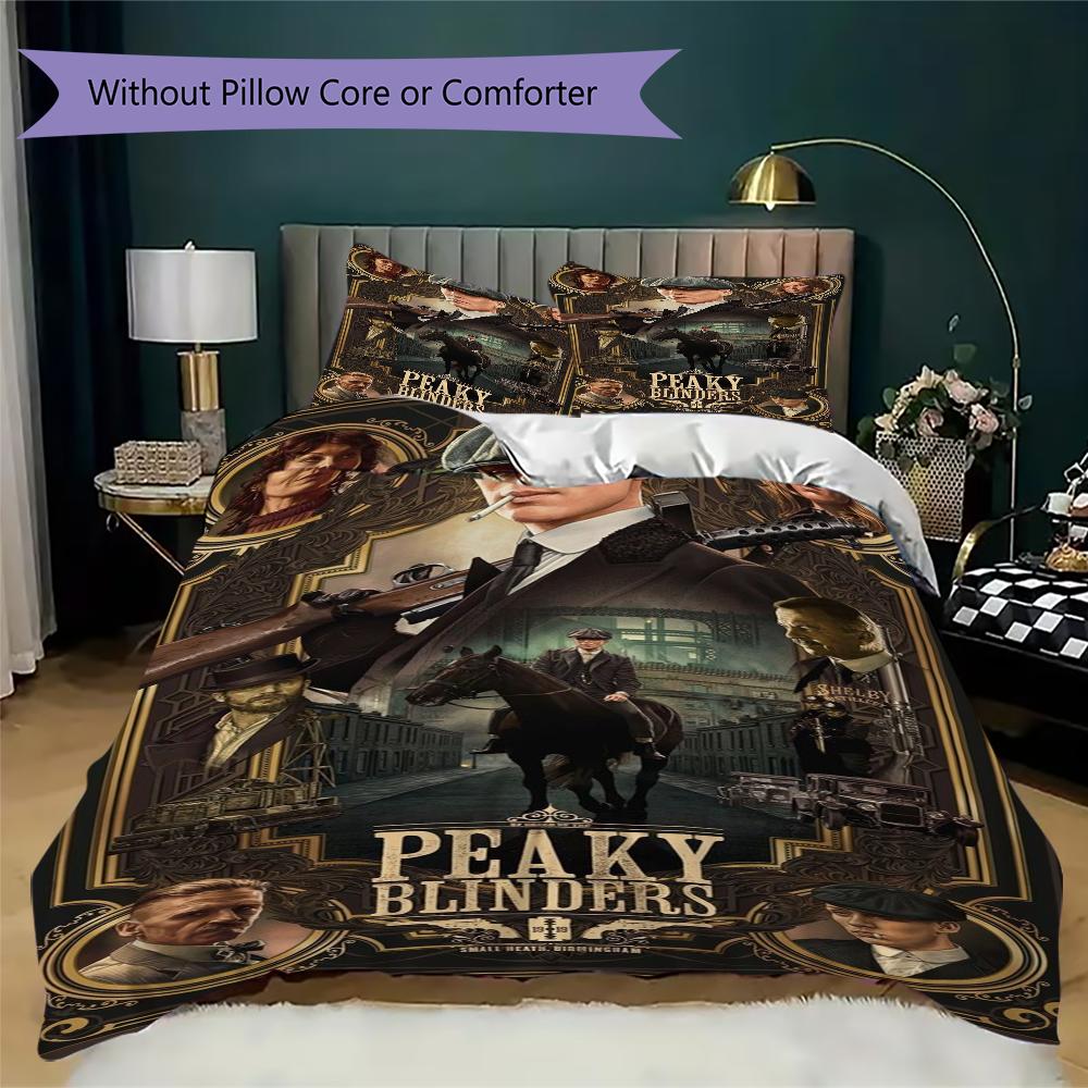 Peaky Blinders Pattern Bedding,Quilt Set Quilt Cover Pillowcase Home Birthday Gift(1 * Duvet Cover + 2 * Pillowcase, Without Core)_lx