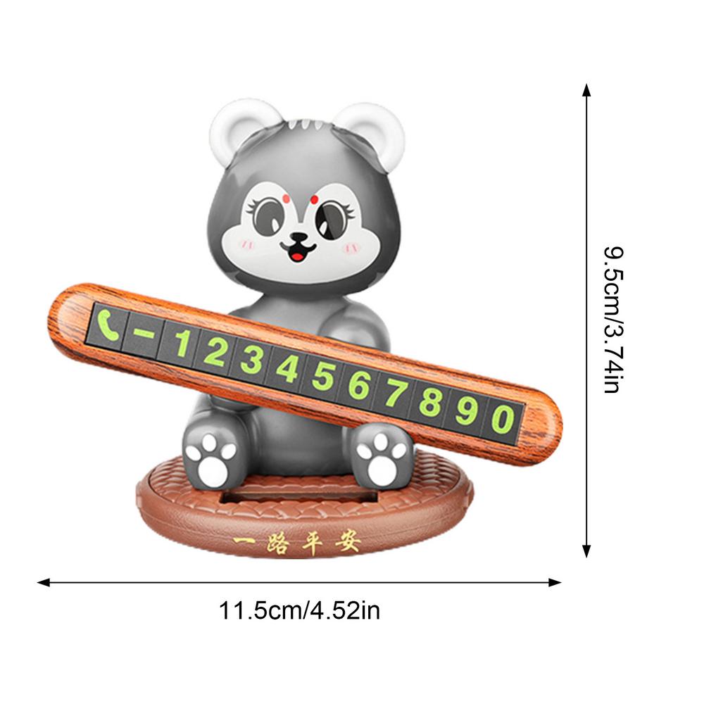 Car Temporary Parking Plate Solar Cartoon Temporary Parking Number Plate Shaking Head Doll Vehicle Stop Accessories For RVs SUVs