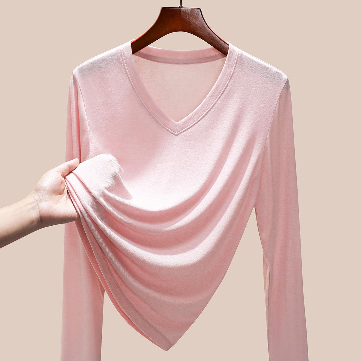 

[Тенсел + Овечья шерсть] Женская тонкая нижняя майка с новым облегающим верхом XXXL розовый