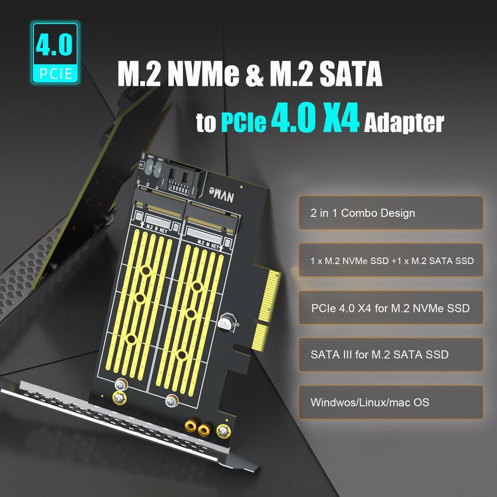 GLOTRENDS PA12 PCIe Conversion Supports one NVMe SSD and one SATA M.2 Adapter M.2 M.2 SSD.