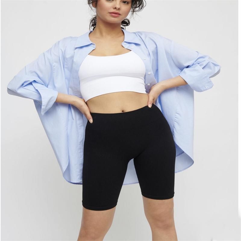 Hirsionsan Sommerstrikkede dameshorts Myk bomull fempunktsbukser Høyt midje og elastisitet Fitness Skinny Short Pants 2021