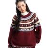 Korean Style Fair Isle Crew Neck Sweater Unisex Thick Warm Loose Knit Pullover Winter Daily Wear