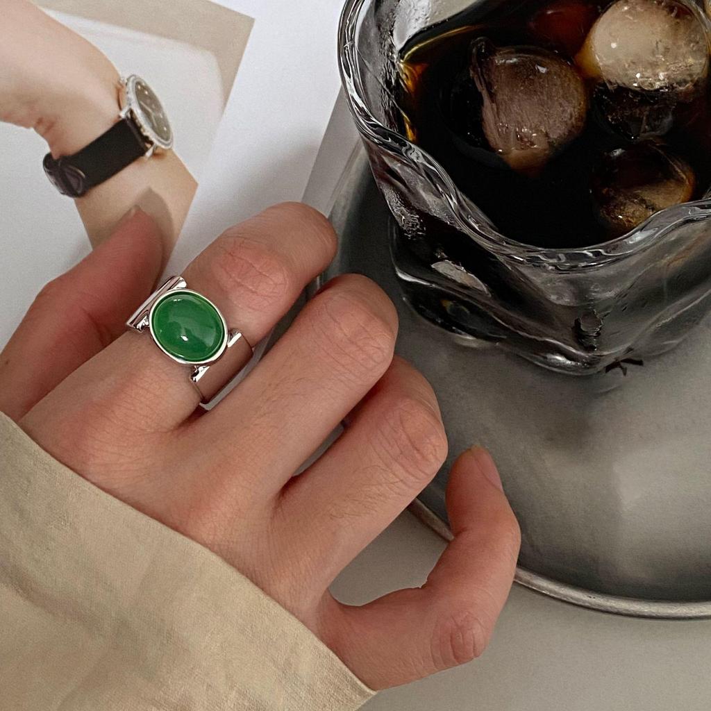 1pc Pilot Agate Retror Bagues pour Femmes Couples Minimaliste Broadside Bijoux Cadeau Accessoires de Fête