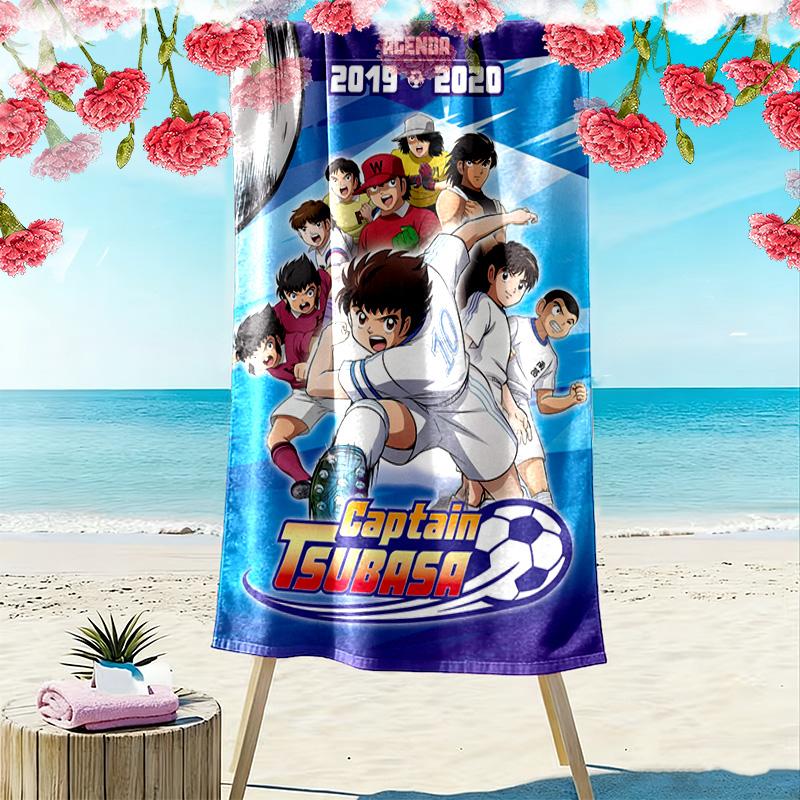Captain Tsubasa Anime Print 2D Flat Print Beach Towel, Large Soft Quick Dry Towel for Beach Camping SwimmingXSTJ0915588