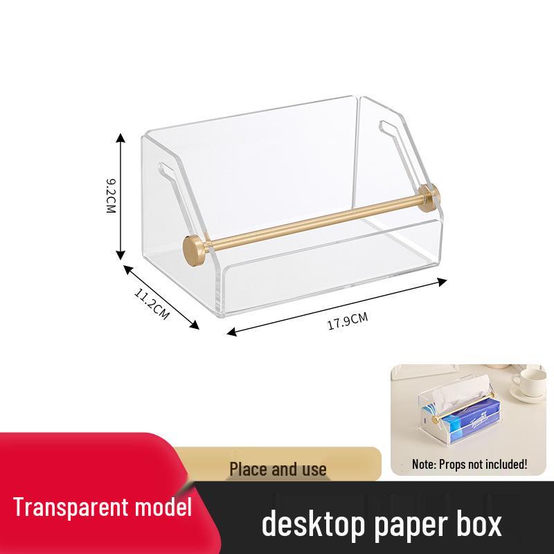 Transparent Acrylic Tissue Box - Punch-Free Holder for Bathroom & Desktop Storage прозрачный