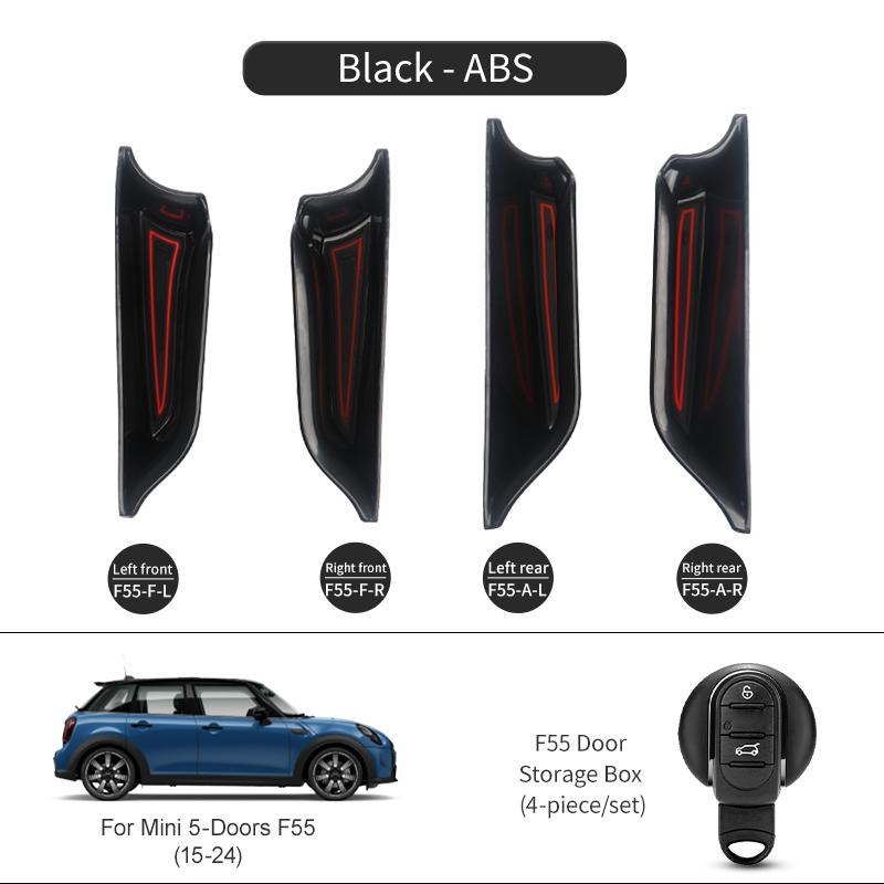 Car Door Armrest Storage Box Stick Shell Flocking For Mini Cooper F56 F55 F57 ABS Phone Wallet Car Storage Slot Car Decoration