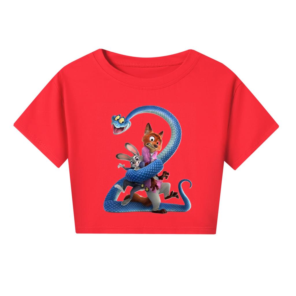 Fashionable Round Neck Short Sleeve Work Clothes Printed Tops For KID Summer Tops