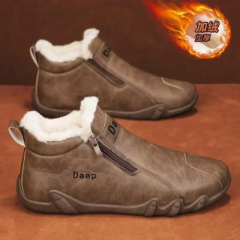 Herrskor i läder Lyxiga Designertofflor Loafers Casual Ankelboots för Män Bekväma Håller Värmen på Vintern Körning