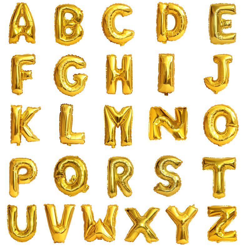Elegant Gold Silver 16" Foil Letter Number Balloons For Birthday Party Decor