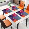 Music Note Print Linen Placemat Set Colorful Table Mats For Dining Room Decor Modern Kitchen Accessories Heat Resistant Washable