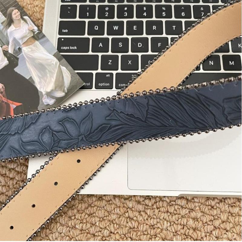 Retro American Style Belt For Women Heart Button Belt Unique High-End Pu Leather Belt For Jeans Versatile Decoration Accessories