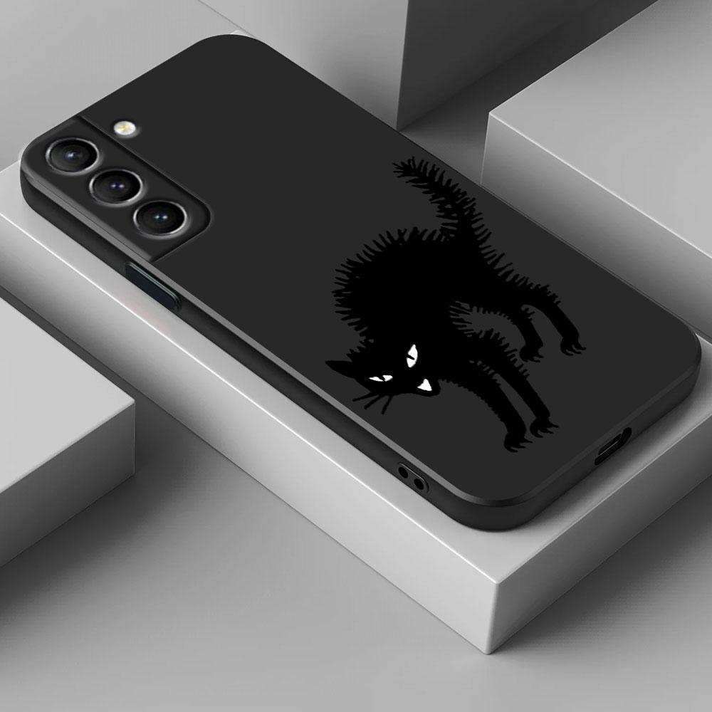 Terrifying Cute Black Cat Knife Phone Case For Samsung Galaxy S26 Ultra Cases S25 FE S24 S23 S21 Ultra S20 FE S22 S26 Plus Cover