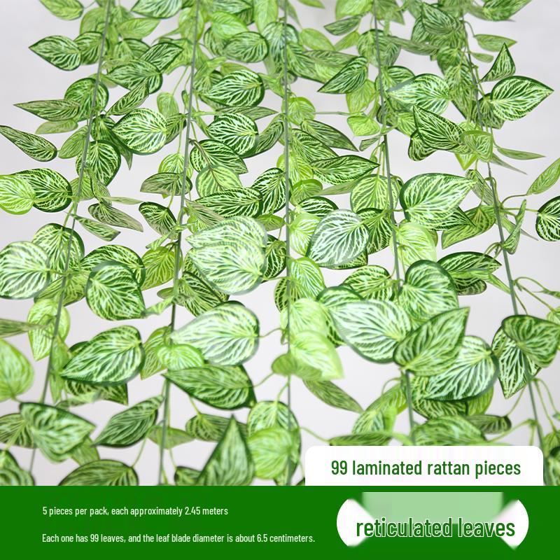 Rattan Pothos Artificial Leaf Vine for Indoor AC and Water Pipe Decoration