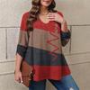 Women's Plus Size Fashion Printed Casual Pleated Round Neck Long Sleeve Top