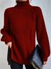 Autumn Winter Knitwear Mid Length Raglan Sleeve High Collar Split Hem Sweater Dress Luxurious Relaxed-fit Slimming and Versatile Top