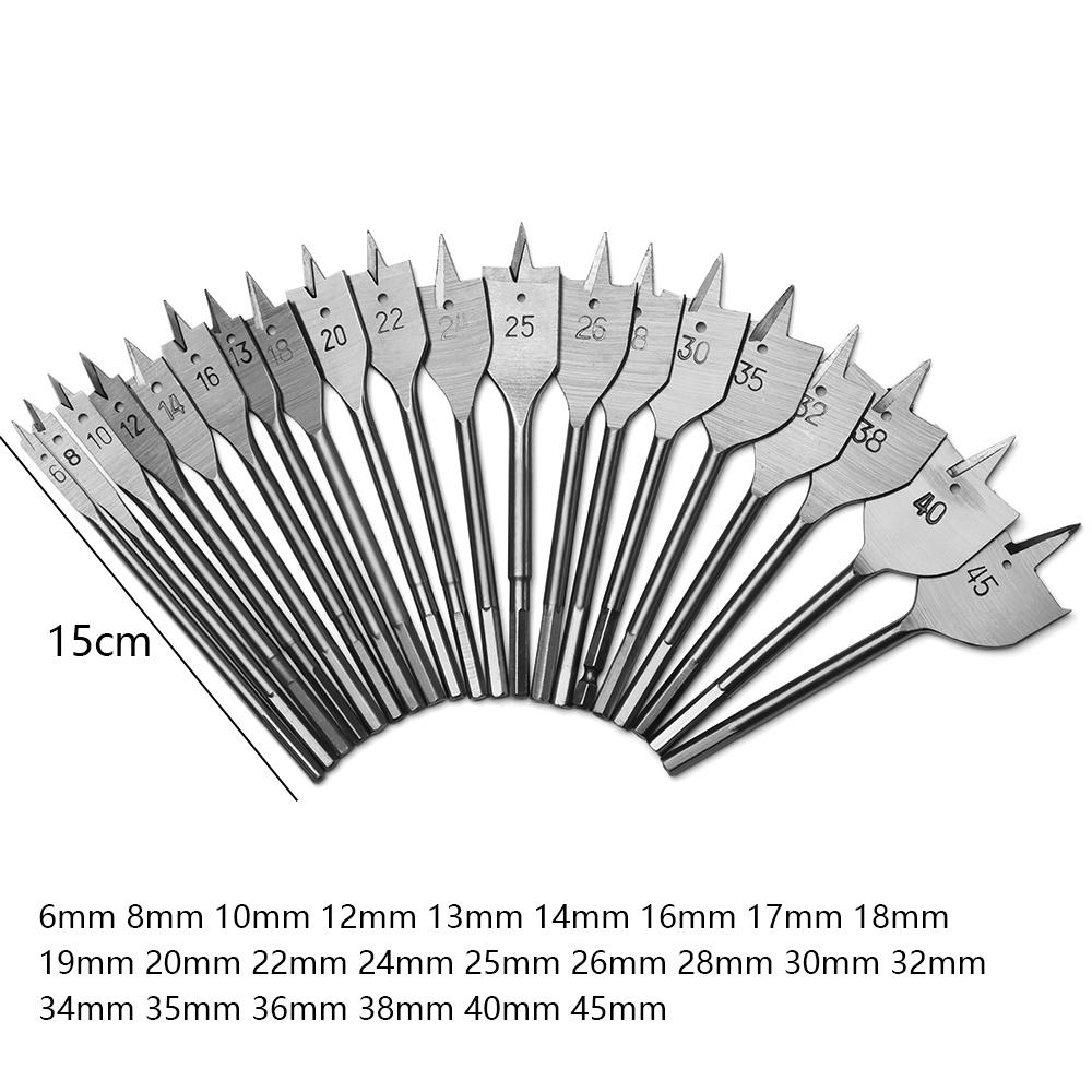 6-45MM Flachbohrer Langlebig Hochkohlenstoffstahl Holz Handbohrer Bit Titanbeschichtet Schaufel Holzbearbeitung Power Hardware Zubehör