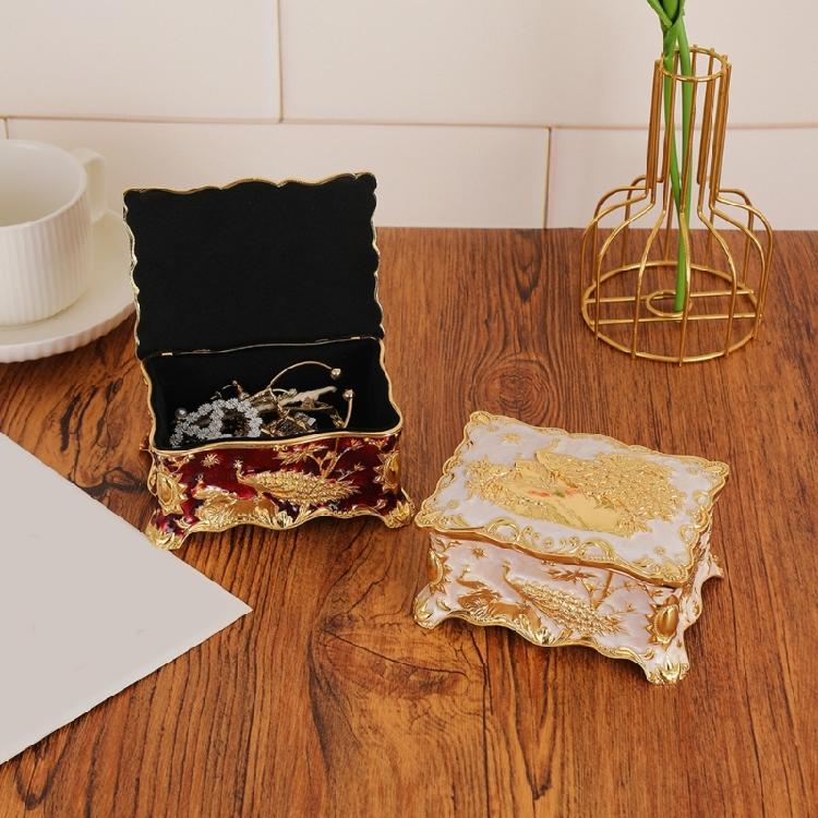 Decorative Peacocks Design Jewelry Box in Colorful Zinc Alloy Material for Vanity Table Organization and Jewelry Protections