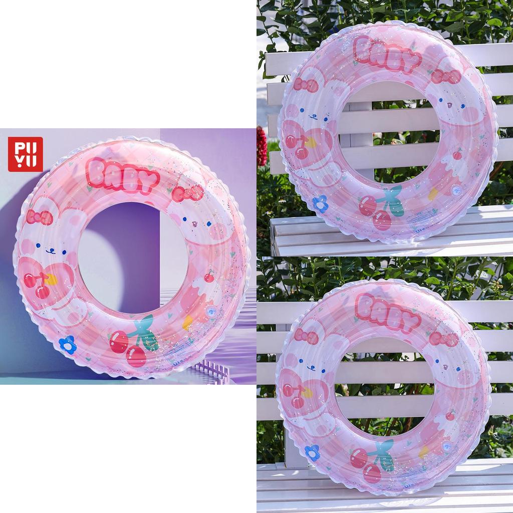 2024 New Cartoon Cherry Rabbit Swim Ring Adult Inflatable Underarm Swim Ring Pvc Glitter Swim Ring