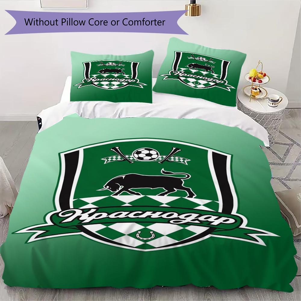 Fc Krasnodar Pattern Bedding uilt Set uilt Cover Pillowcase Home Decoration Birthday Gift (1*duvet cover + 2*pillowcase without core)