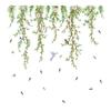 Hanging Willow Leaf Wall Decals DIY Green Vine Plants Wall Sticker Peel And Stick Birds Butterfly Wall Art Mural for Living Room TV Wall Decor