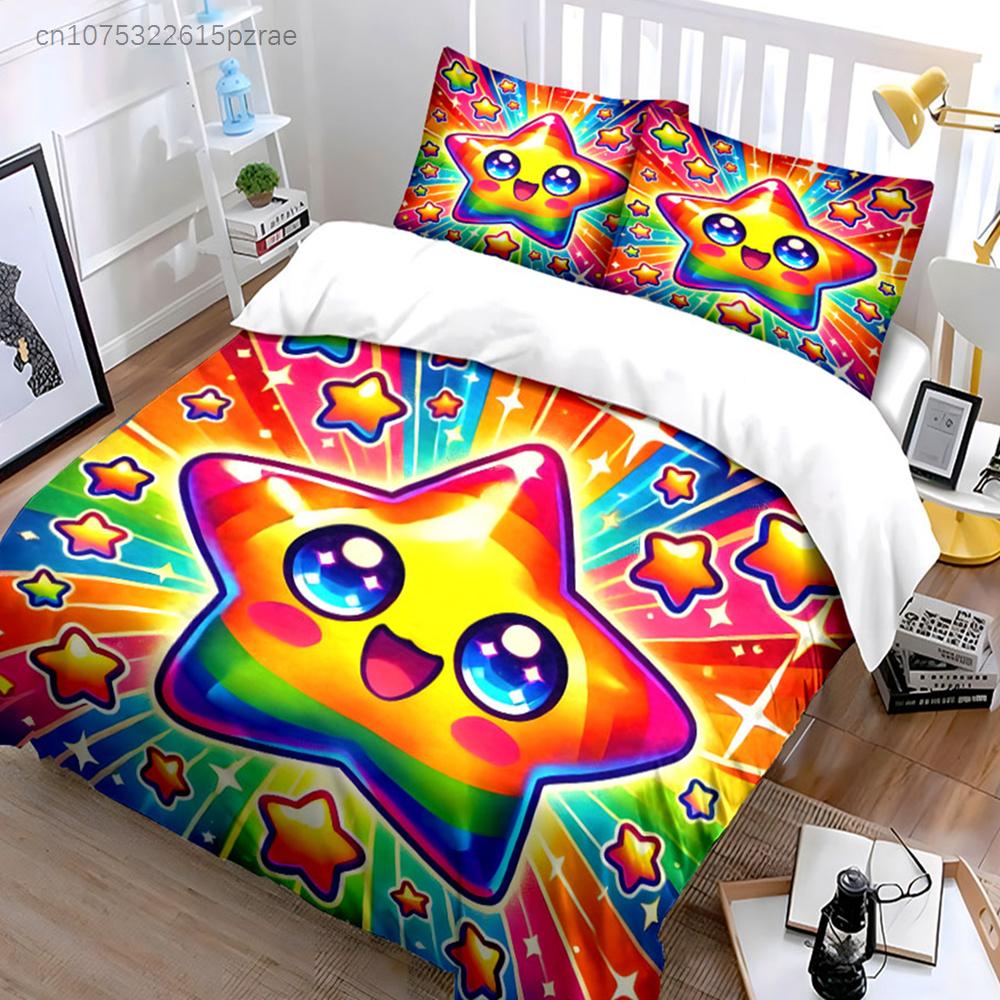 Rainbow Star Decor Gift Set Multiple Sizes kid's And adults' Bedroom Exquisite 3PC Bedding set, Gift