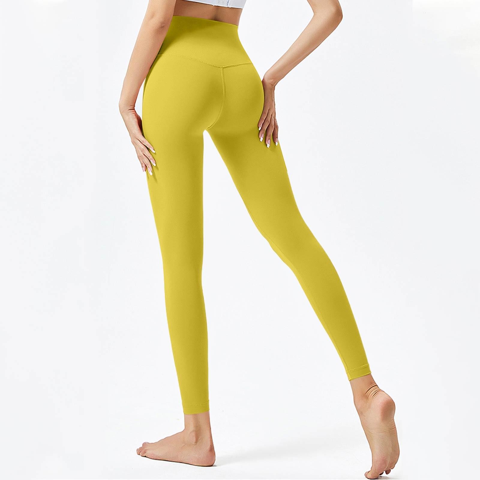 

Женские модные однотонные штаны для йоги с высокой талией, узкие спортивные штаны для фитнеса M жёлтый