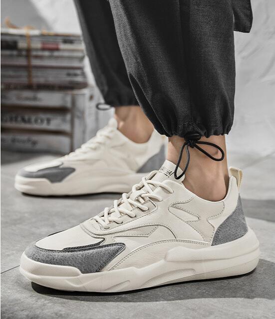Neue Herren Sneaker Patchwork Alle Jahreszeiten Echtes Leder Freizeit Sportschuhe Street Trend Plateau Schuhe Herren Luxus Slipper
