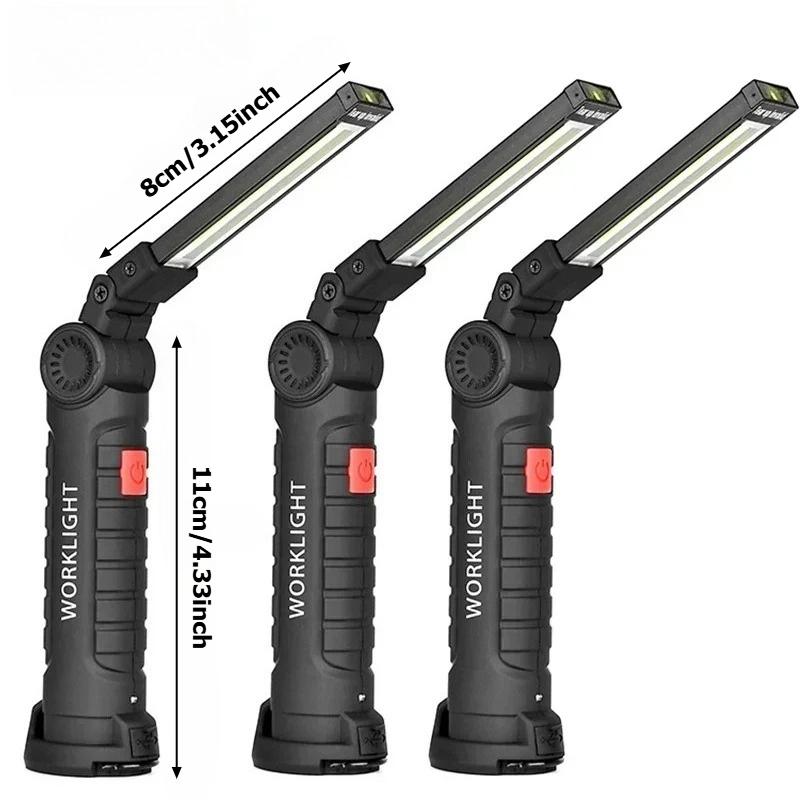 Multifunctional Folding Work Light Portable Camping Type-C Rechargeable Flashlight Built-in Battery Magnetic Lamp for Outdoor Repair Emergency Use