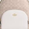 Coach Court 27 Logo Reißverschluss Beschichtetes Canvas Rucksack Großer Damenrucksack Gold Sand Kreide CZ176-IMXDM