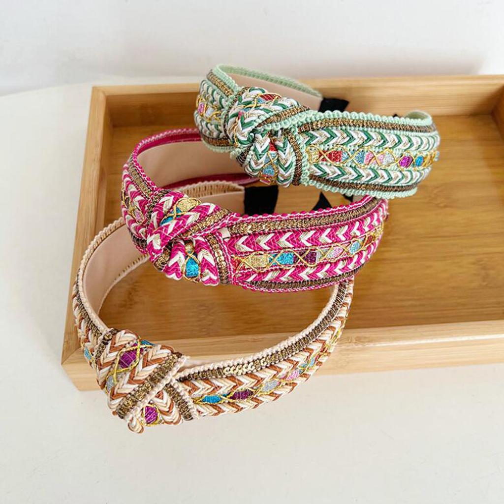 PROLY New Fashion Headband For Women Shining Bohemia Hairband For Adult Center Knot Casual Turban Summer Hair Accessories