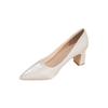 Off-white High Heels Women's Thick Heels 2026 New Pointed Temperament French Satin Bridal Wedding Shoes Not Tired Feet Single Shoes