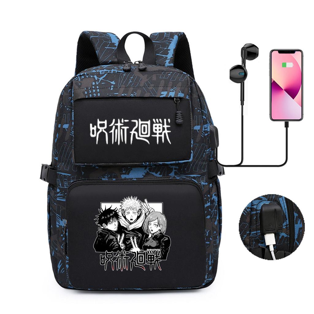 Spell Peripheral Printed Backpack Youth School Bag Usb Computer Bag Outdoor Backpack Men And Women