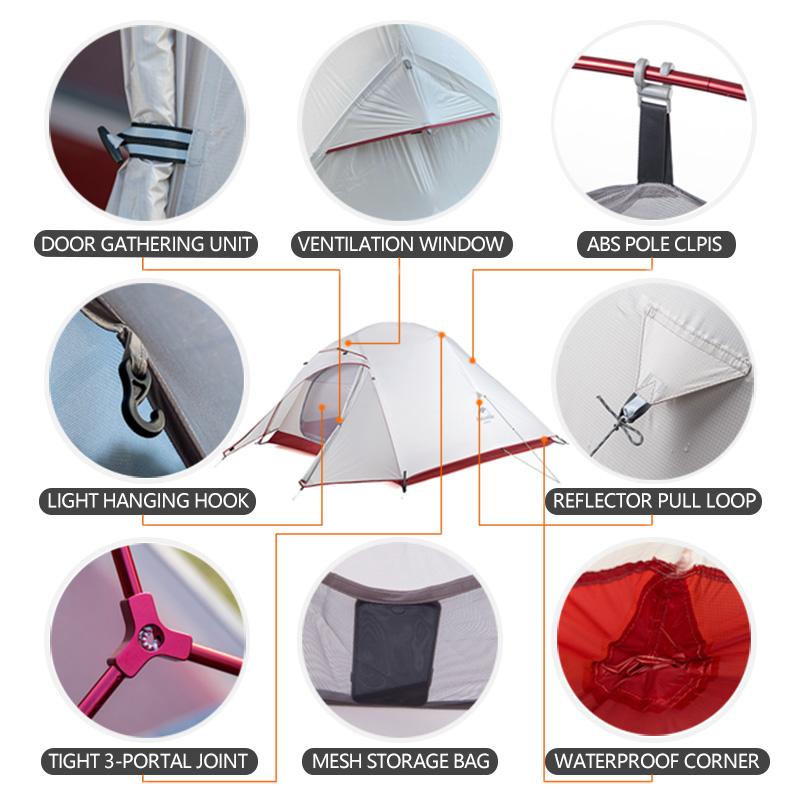 Naturehike Cloud Up Camping Tent Hiking Outdoor Portable Family Beach Shade Waterproof Camping 1 2 3 Person Backpacking Tent