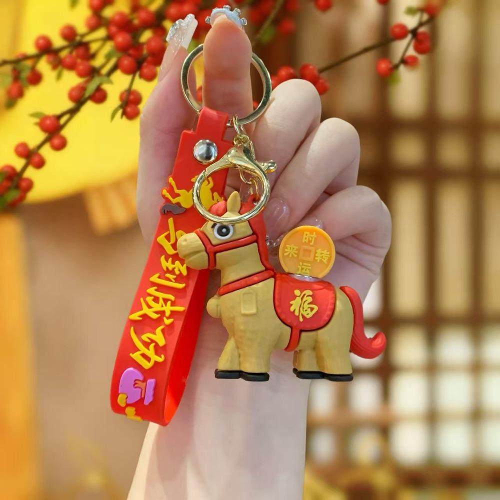 Cartoon Horse Keychain Rotating Pony Doll Zodiac Pony Bag Hanging  Year of The Horse