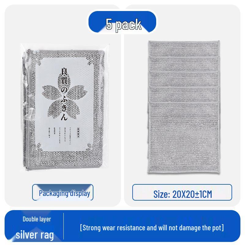 Doppellagiger Topfreiniger aus Stahlwolle: Dickes, Antihaftendes Scheuerschwamm mit Silberfaden aus Edelstahl für die Küchenreinigung