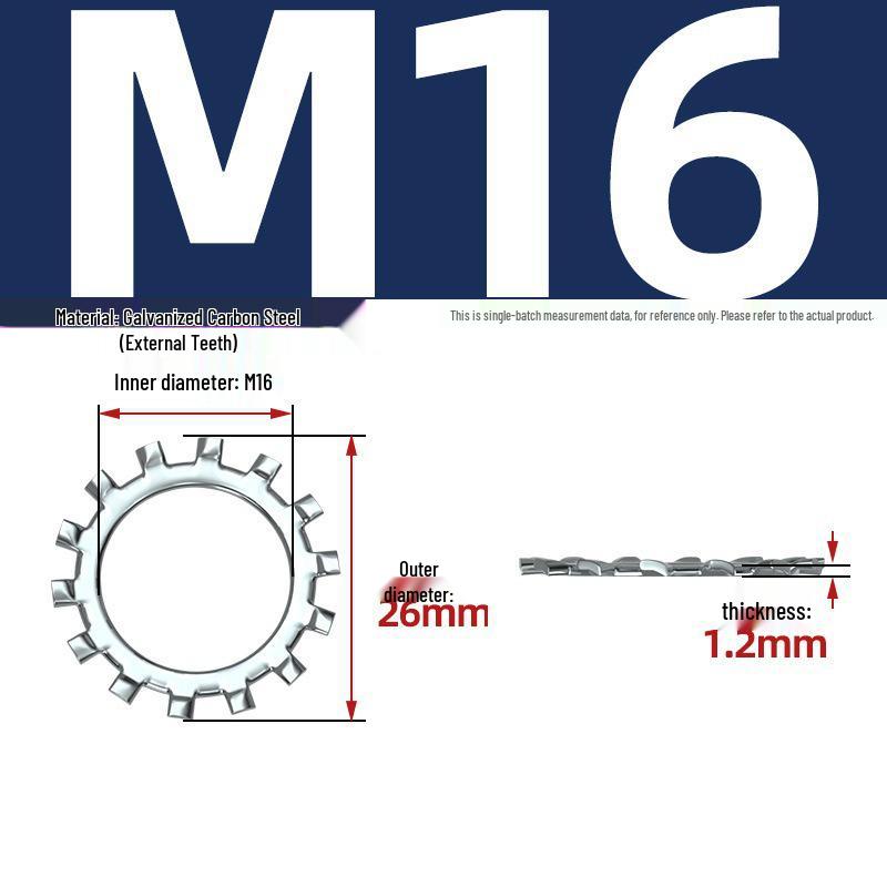 Carbon Steel Zinc-Plated Lock Washer with Inner and Outer Teeth