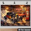 2D Plane No 66 Highway Theme Background Fabric Retro Garage Scene Durable Polyester Fiber XY