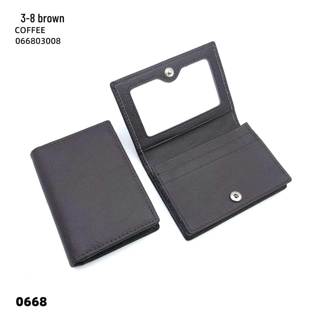 Premium Leather Card Holder: Unisex Cowhide Business Case with Mirror Window, Snap Closure & Coin Purse.