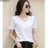 MODIQUE Summer Plus Size New Women's Elegant Minimalist Solid Color T-Shirt Ladies Casual Short Sleeve V-Neck Top