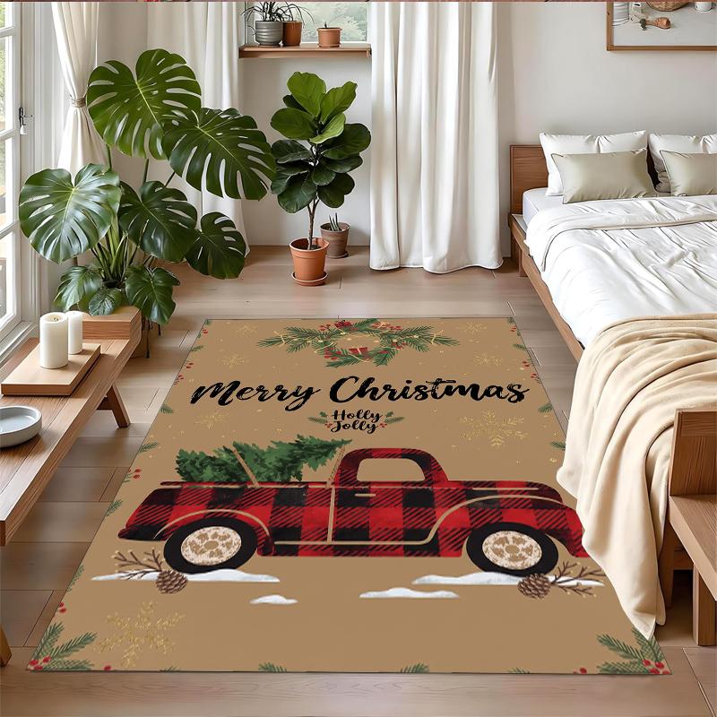 Christmas Printed Square Area Rug Soft Non Slip Floor Carpet For Bedroom Holiday Gift