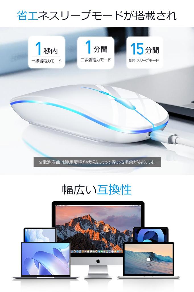 Quiet Mouse Wireless Mouse with 3 DPI Easy to Easy Compatible with and Macs Wireless, [Slim, High-Precision, High-Sensitivity] Settings, 7-Color