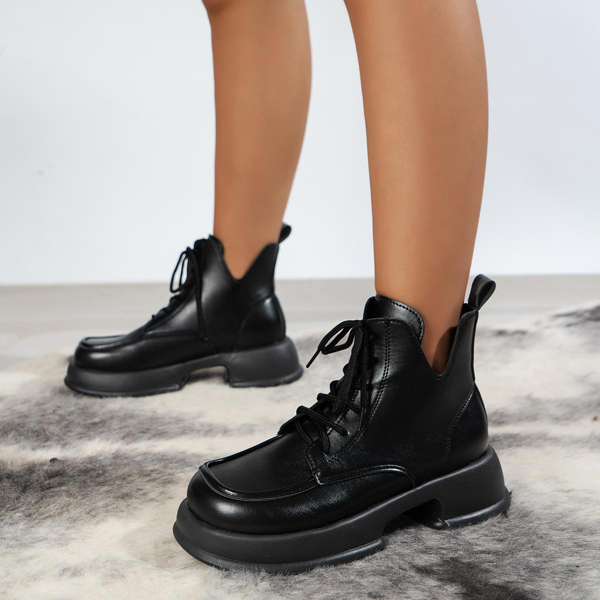 

Fashionable New Round Toe Comfortable Sports Elegant Short Boots Popular in Spring and Autumn Thick Soled Casual Women s Boots 35