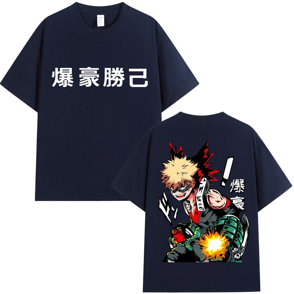 Anime My Hero Academia Katsuki Bakugo T-Shirts Men Women Vintage Manga High Quality T Shirt Loose Cotton Casual Tees