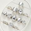 13 Pcs Punk Smooth Open Ring Set Fashion Silver Color Smooth Geometric Adjustable Metal Rings Women's Aesthetics Party Jewelry