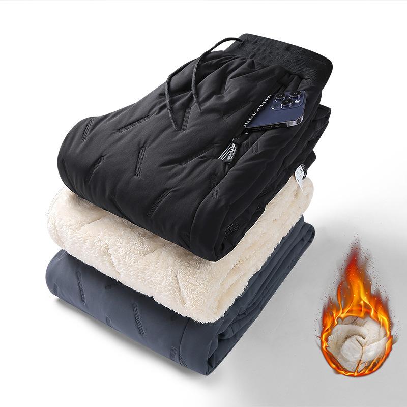 Lamb Down Sports Pants Plush Thickened Warm Windproof Thick Casual Running Men's Loose Warm Pant