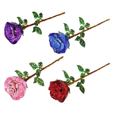 Valentine Crystal Rose Flower Desktop Decoration Mother's Day Showpiece Table Decor Decor for Friends Boyfriend Her Women Him
