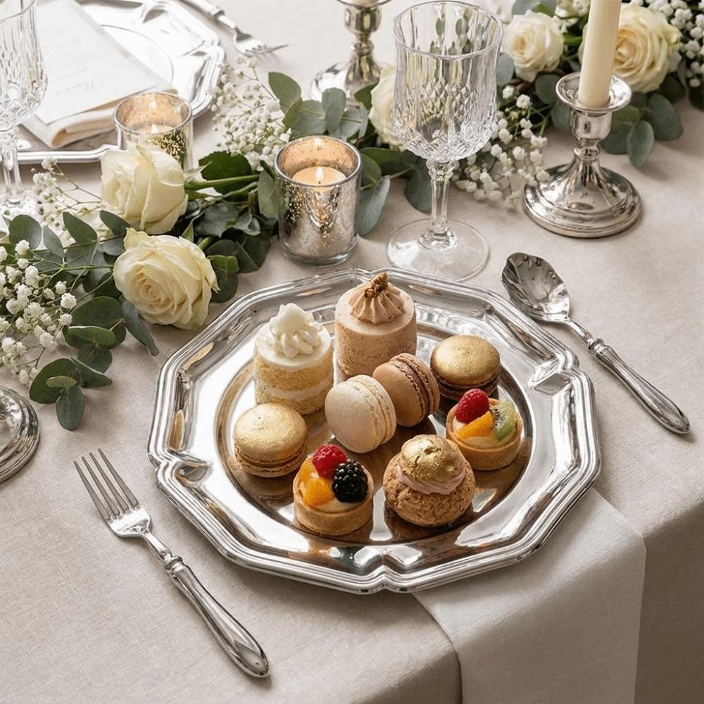 Mirror Surface Stainless Steel Cake Tray Silver Color Jewelry Display Tray  Jewelry Storage