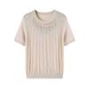 Mom's Chic Ice Silk Short-Sleeve T-Shirt for Middle-Aged Women - 2026 Summer Top