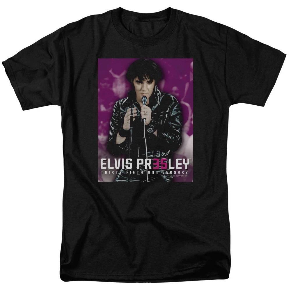 Elvis Presley - 35th Anniversary Leather - Adult Unisex T-Shirt - Black XXXL